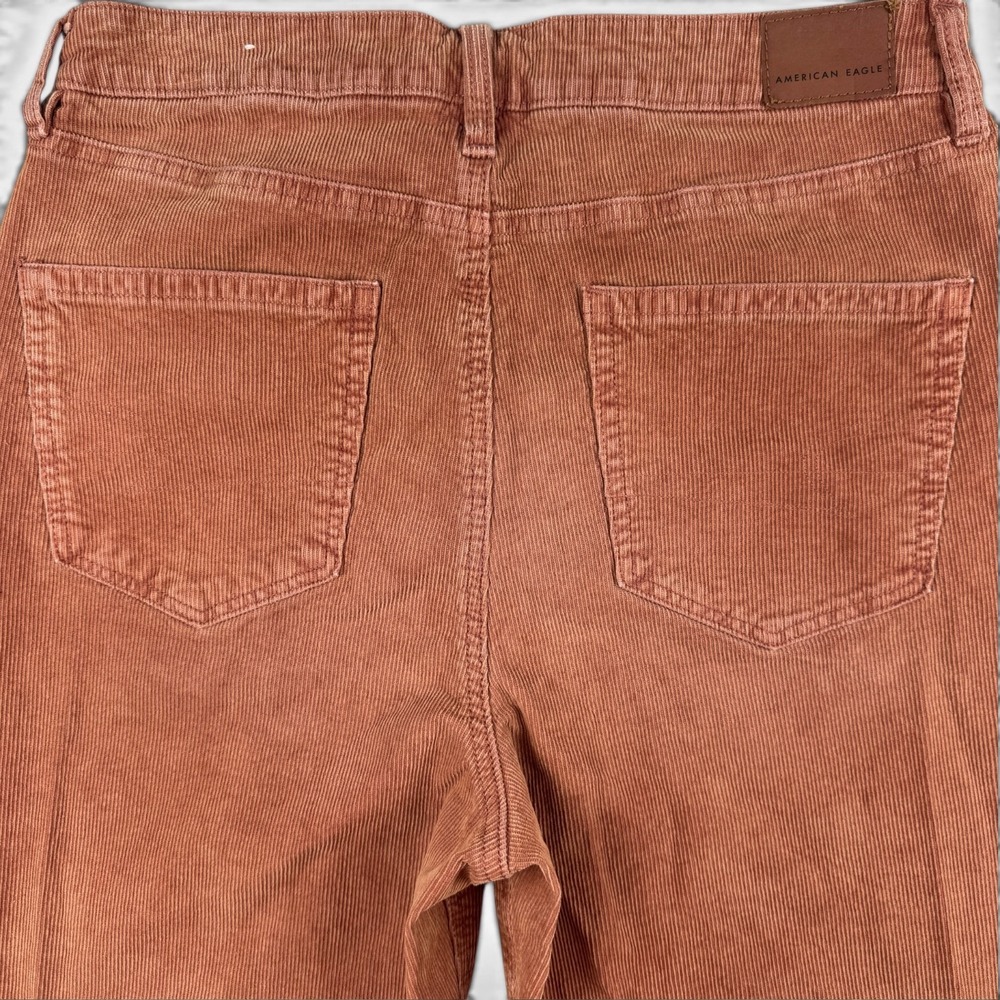 AMERICAN EAGLE Mom Straight Corduroy Jeans Womens 12 Long Rust High Rise Casual - Picture 6 of 10